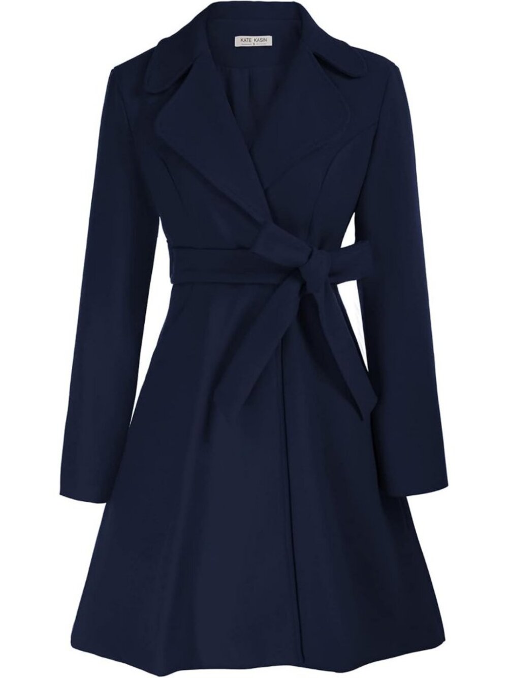 Chic A-Line Peacoat Dress Coat with Belted Notch Lapel - Fall Winter Overcoat
